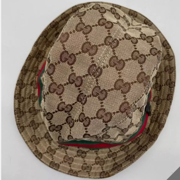 GUCCI GG Pattern Sherry Line Bucket Hat Size M but fits small only, Authentic - Picture 5 of 8